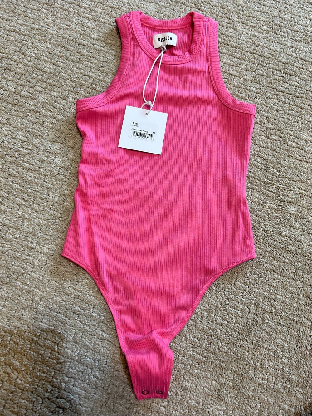 Pistola Blake Ribbed flamingo pink bodysuit XS nwt